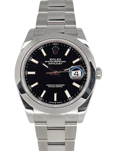 rolex datejust black dial smooth bezel